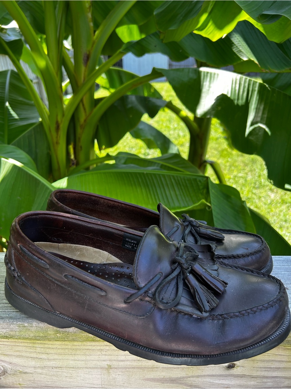 French Shriner  Men’s Leather Oxford Loafers With Tassels Size 11 M Brown